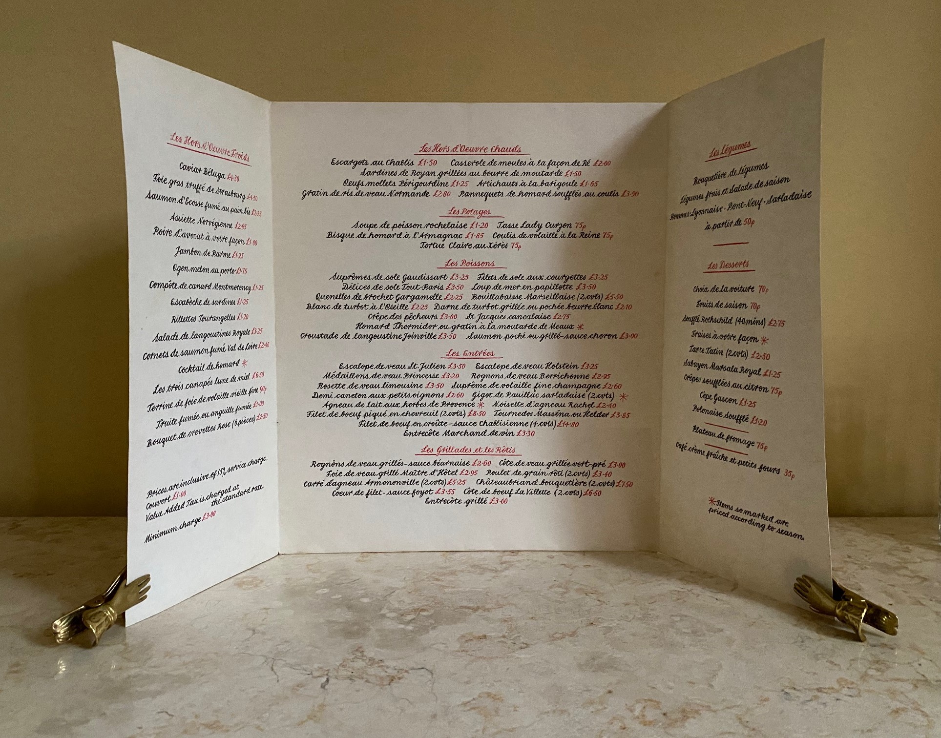 Original Menu From: Royal Roof Restaurant, Royal Garden Hotel, Kensington, London