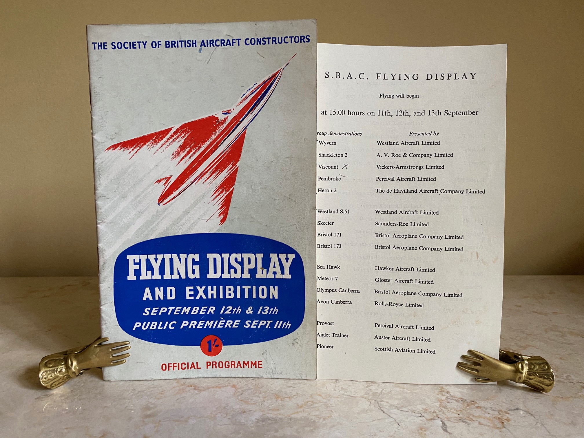 S.B.A.C. 1953 Flying Display and Exhibition | showing the products of Members of the Society of British Aircraft Constructors, September 11th, 12th and 13th September, Farnborough | The World