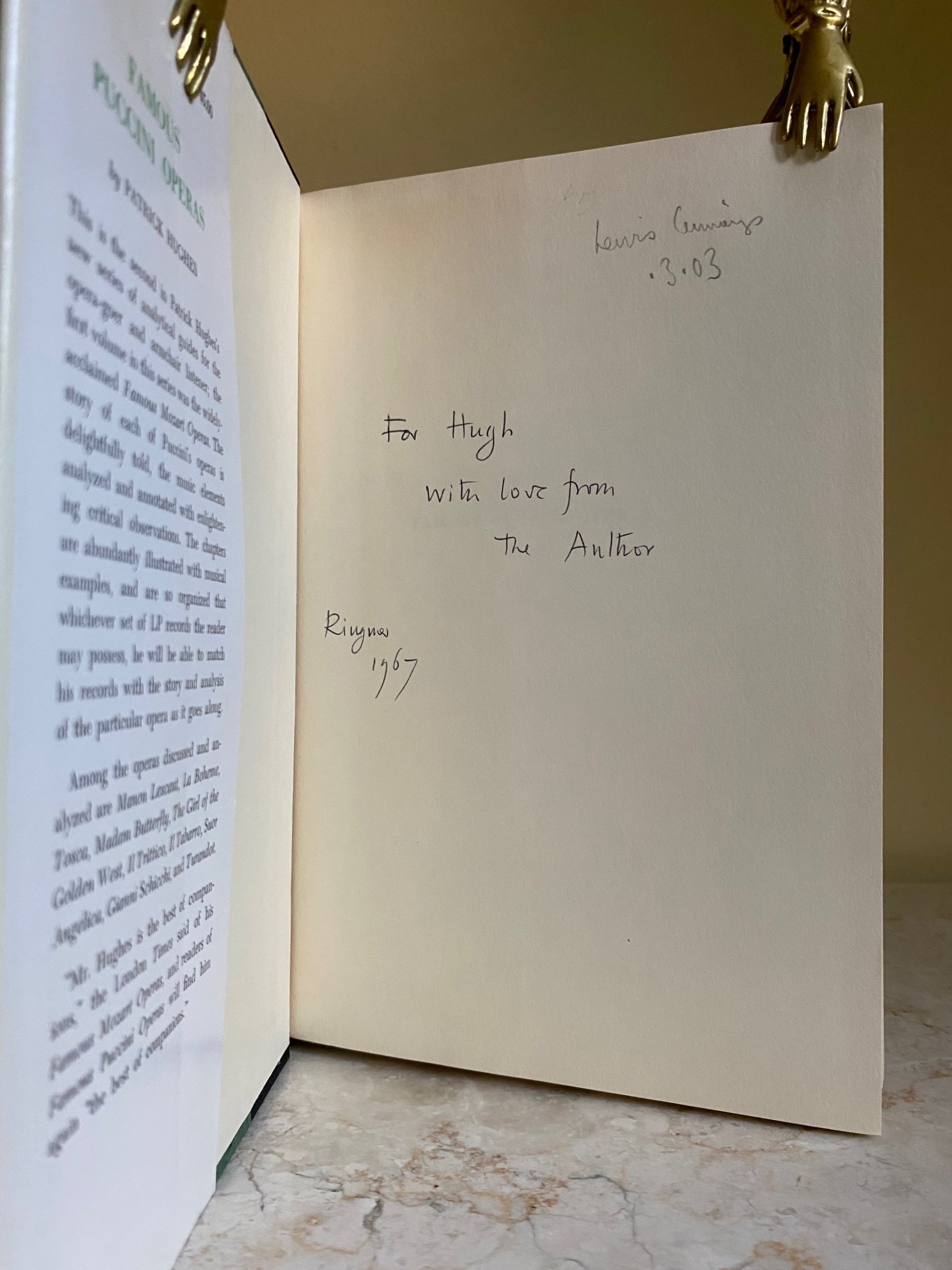 Famous Puccini Operas | An Analytical Guide For The Opera-goer and Armchair Listener + Extra British Dust Wrapper (Author Signed)