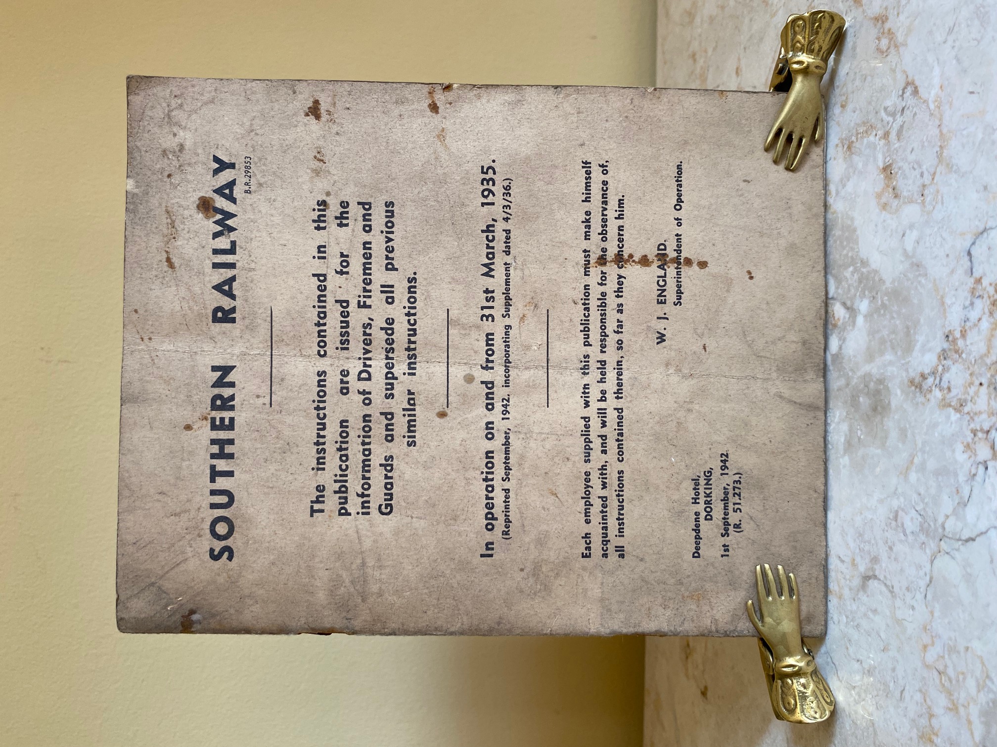 Southern Railway (B.R. 29853) The Instructions Contained in this Publication are Issued for the Information of Drivers, Firemen and Guards and Supersede all Previous Similar Instructions (R. 51,273) Dungeness Branch