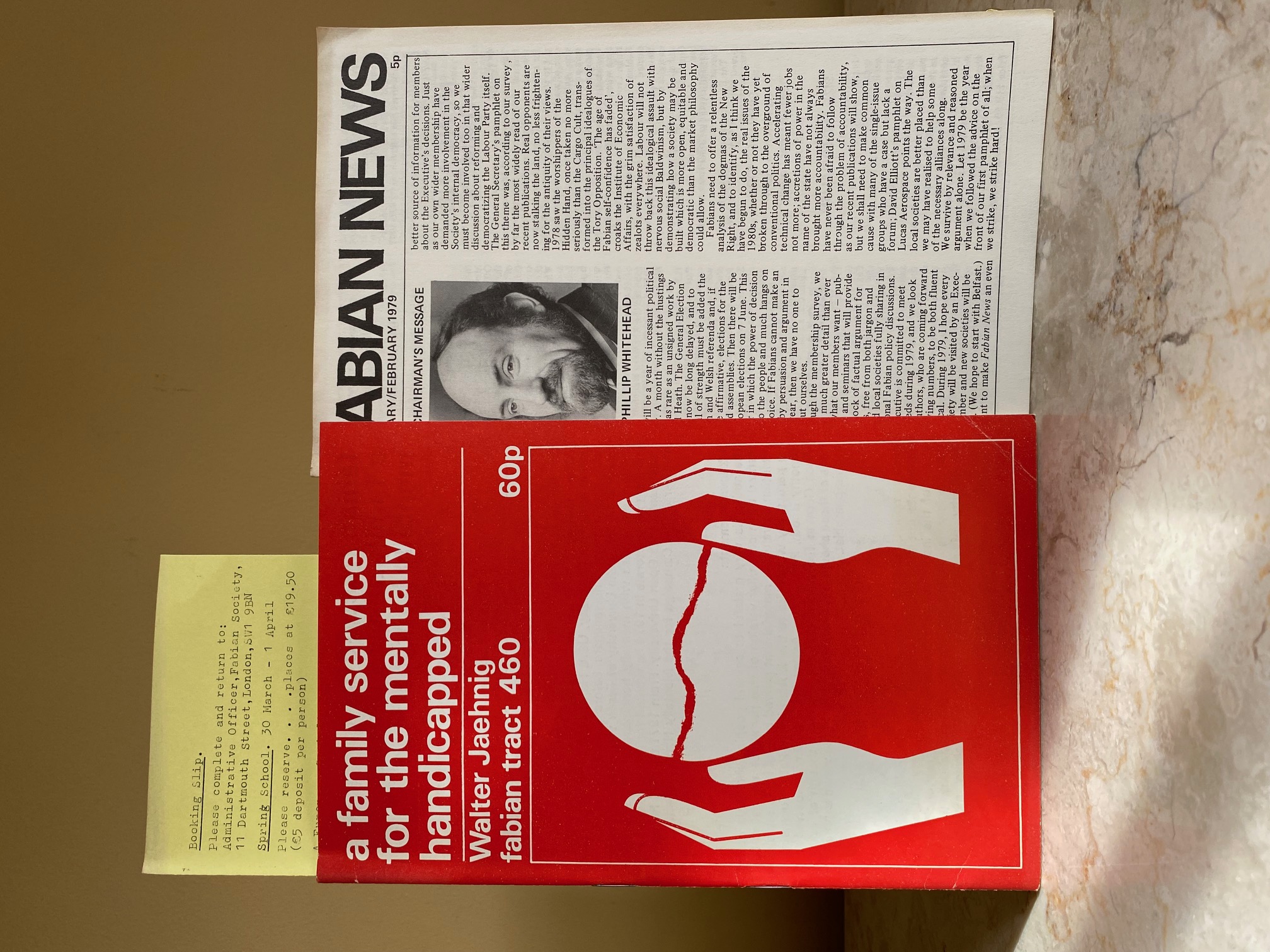 A Family Service for the Mentally Handicapped (Fabian Tract 460) + Fabian News Letter January | February 1979